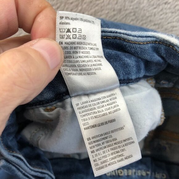 2 American Eagle Women Jeans Size 00 Lot Of Two Distressed Blue Denim Skinny Leg - Picture 13 of 16